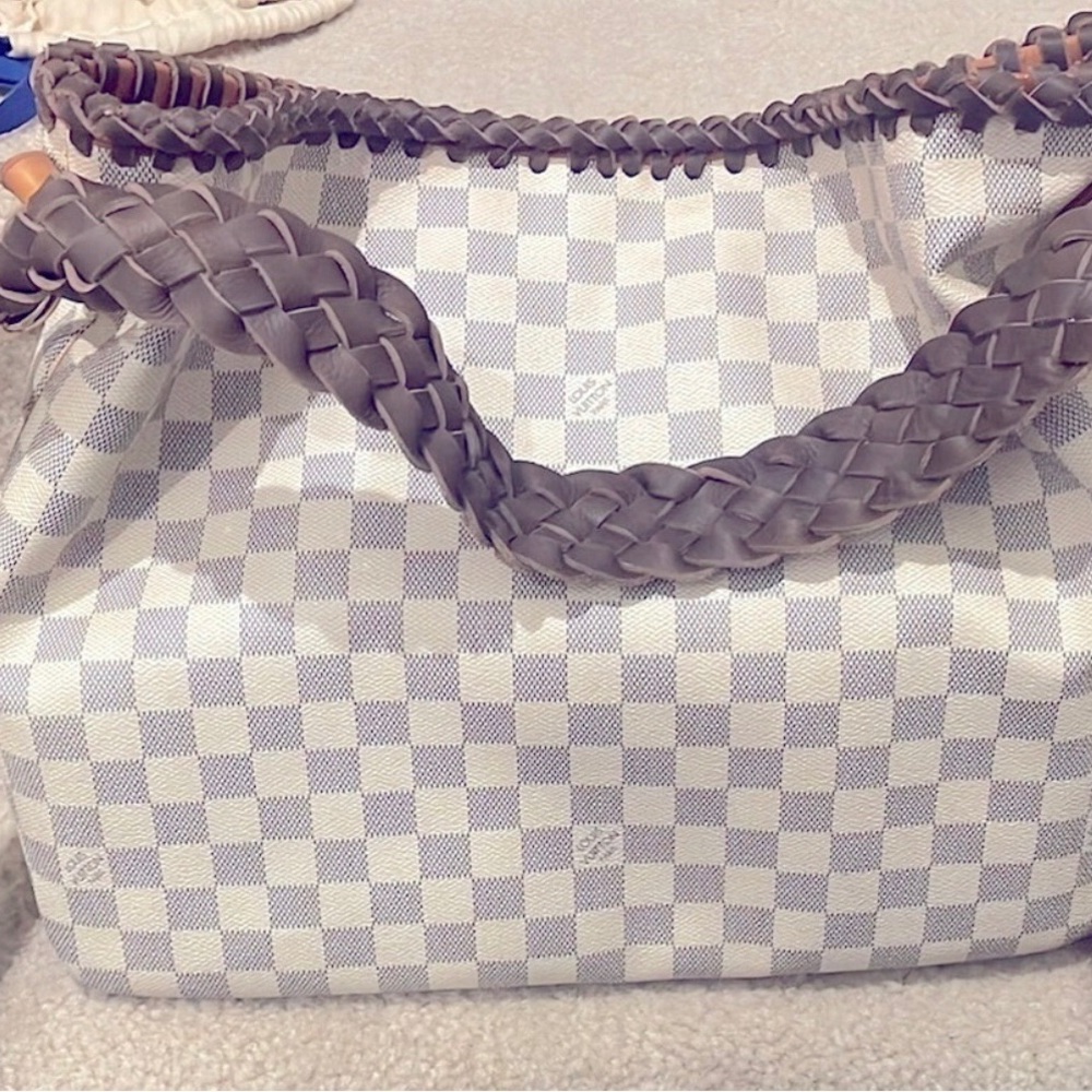 Louis Vuitton Damier Azure Delightful Hobo with Brown Tassles Turquoise - Picture 6 of 8